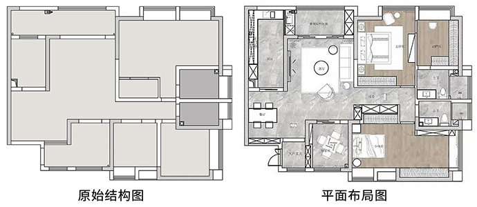 成都大晶裝飾公司120平美式輕奢風(fēng)裝修案例-戶型圖 精致典雅 極具質(zhì)感