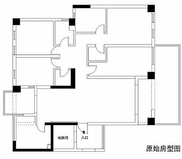 4室2廳的雙陽臺(tái)山景房 據(jù)說是隱貴的理想居所-原始戶型