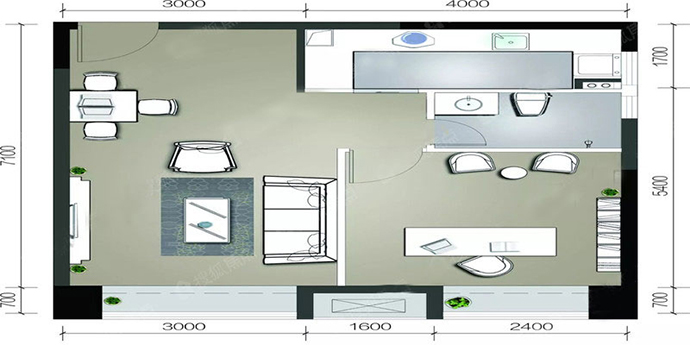 成都大晶裝飾公司華潤時光里loft公寓C1戶型圖